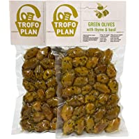 Los mejores  - TrofoPlan Aceitunas Verdes aliñadas con Tomillo y Albahaca- 2 x 200 g (Total: 400 g)